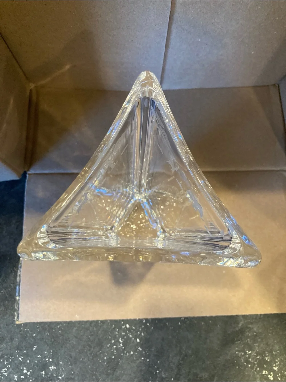 Mikasa Safari clear Crystal triangular vase